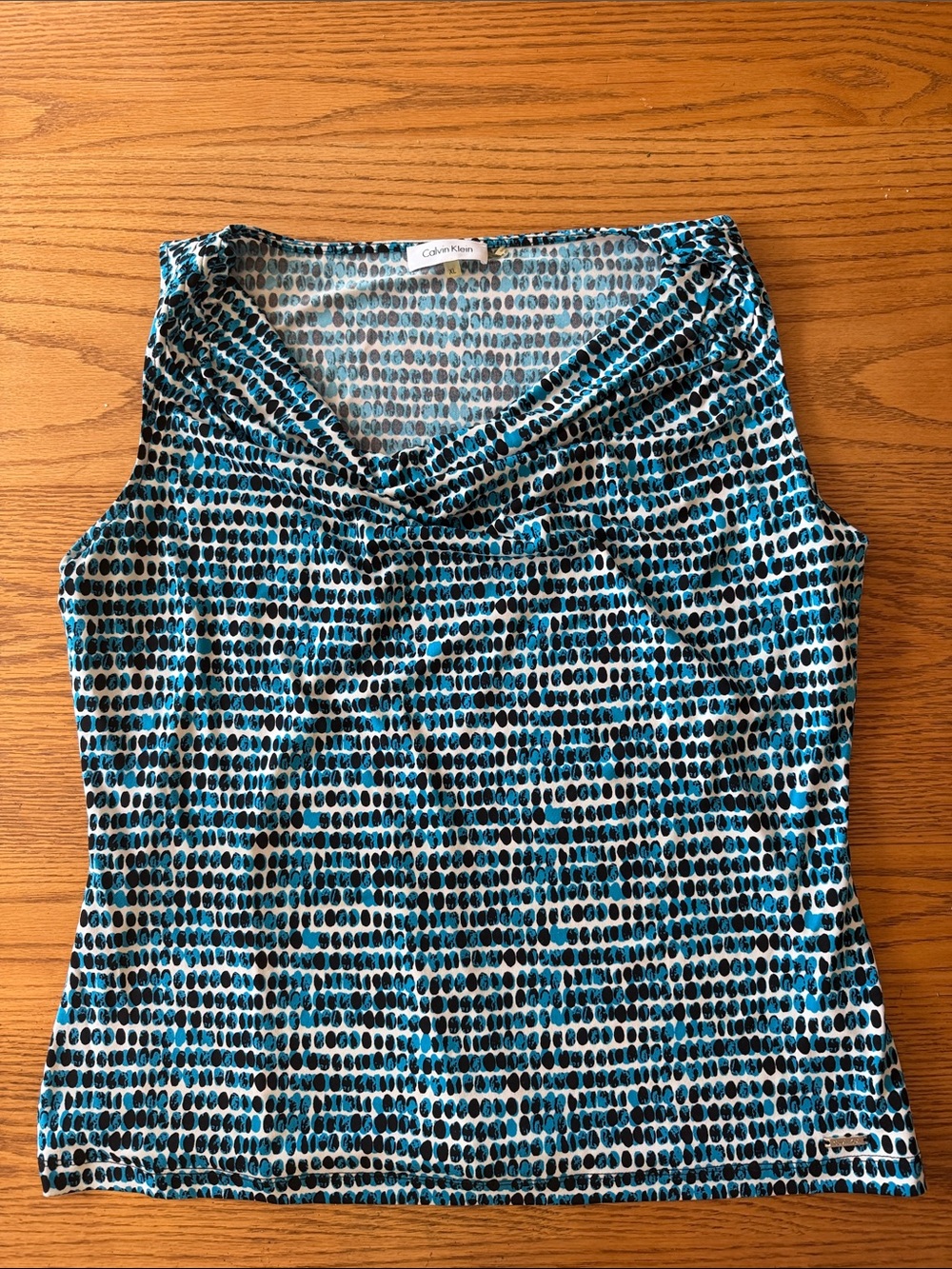 Calvin Klein Blue & Black Dot-Print Sleeveless Tank